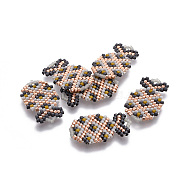 MIYUKI & TOHO Handmade Japanese Seed Beads Pendants, Loom Pattern, Pineapple, Colorful, 26~26.5x15x2mm, Hole: 2x3mm(SEED-A027-B01)