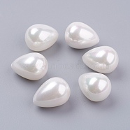 Shell Pearl Half Drilled Beads, teardrop, White, 18x14mm, Hole: 0.6~1mm(BSHE-G017-18x14mm-17)