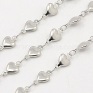 3.28 Feet 304 Stainless Steel Heart Chains, Decorative Chains, Soldered, Stainless Steel Color, 5.5x2mm(X-CHS-K001-53-5.5mm)