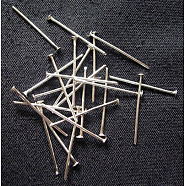 Iron Flat Head Pins, Cadmium Free & Lead Free, Platinum, 26x0.75~0.8mm, 20 Gauge, 8400pcs/1000g, Head: 2mm(HP2.6cm)