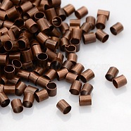 Brass Crimp Beads, Tube, Cadmium Free & Nickel Free & Lead Free, Red Copper, 3x3mm, Hole: 2.5mm, about 450pcs/10g(X-KK-L017-R-NF)