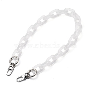 Bag Handles, with Transparent Acrylic Linking Rings, Platinum Tone Alloy Spring Gate Rings and Zinc Alloy Swivel Clasps, for Bag Straps Replacement Accessories, White, 19.8 inch(50.5cm)(AJEW-BA00024-04)