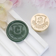 Golden Tone Round Wax Seal Brass Stamp Heads, for Wax Seal Stamp, Flower with Letter Pattern, Letter C, 20x14mm, Inner Diameter: 7mm(AJEW-Z034-02G-C)