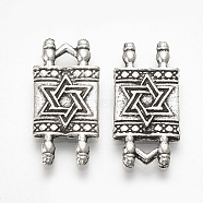 Tibetan Style Alloy Pendants, Rectangle, Lead Free & Cadmium Free, Antique Silver, 20x9.5x1.5mm, Hole: 2x3mm, about 410pcs/500g(TIBE-T010-14AS-RS)