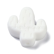 Silicone Focal Beads, Chewing Beads For Teethers, Cactus, White, 25x23x8mm, Hole: 2.3mm(SIL-C002-01C)