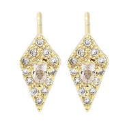 Brass Micro Pave Clear Cubic Zirconia Studs Earring, kite, Real 18K Gold Plated, 10.5x5mm(EJEW-S217-G15)