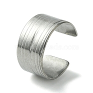 304 Stainless Steel Grooved Open Cuff Ring, Stainless Steel Color, US Size 7 3/4(17.9mm)(RJEW-L110-044P)