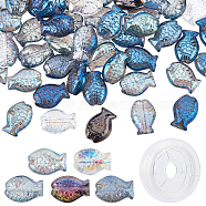 DIY Fish Stretch Bracelet Making Kits, Including Electroplate Glass Beads, Elastic Thread, Black, Beads: 100Pcs/box(DIY-SC0020-12B)