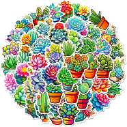 PVC Self Adhesive Plant Cartoon Stickers, Waterproof Succulent Decals, for Kid's Art Craft, Children's Little Fingers, Mixed Color, 80x80x12mm, 50pcs/bag(PW-WG37407-01)