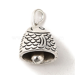 Tibetan Style Alloy Charms, Cadmium Free & Lead Free, Fish Shape Bell Charms, Antique Silver, 14x9.5x8mm, Hole: 2mm(X-TIBEP-L021-29AS)