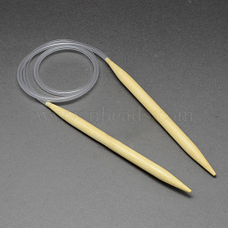 Rubber Wire Bamboo Circular Knitting Needles, More Size Available, Light Yellow, 780~800x4.5mm(TOOL-R056-4.5mm-01)