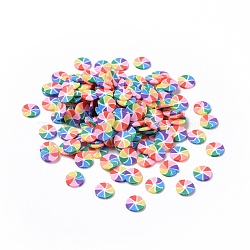 Handmade Polymer Clay Cabochons, Flat Round, Colorful, 5~5.5x0.8mm, about 55555pcs/1000g(CLAY-A002-14)