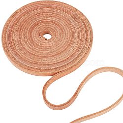 Flat Cowhide Leather Cord, for Jewelry Making, Goldenrod, 10.5x4mm(WL-GF0001-10D-01)