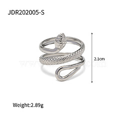 304 Stainless Steel Cuff Rings for Women, Stainless Steel Color, Snake, Inner Diameter: Adjustable(FS-WGA1504-02)