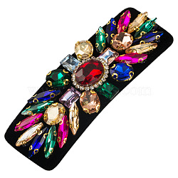 Cloth & Alloy & Glass Rhinestone Snap Hair Clips, Hair Accessories for Women & Girls, Colorful, 90x30mm(PW-WG79D0C-04)