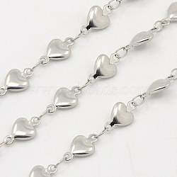 3.28 Feet 304 Stainless Steel Heart Chains, Decorative Chains, Soldered, Stainless Steel Color, 5.5x2mm(X-CHS-K001-53-5.5mm)