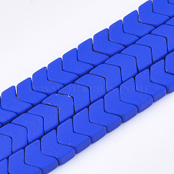 Spray Painted Non-magnetic Synthetic Hematite Beads Strands, Arrow/Chevron, Blue, 5x6x3mm, Hole: 0.5mm, about 100pcs/strand, 15.7 inch(G-T116-06-19)