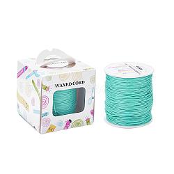 Waxed Cotton Cords, Aquamarine, 1mm, about 100yards/roll(91.44m/roll), 300 feet/roll(YC-JP0001-1.0mm-251)