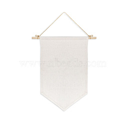 Linen Sublimation Blank Flag Wall Hanging Ornaments, with Wood Rod and Linen Rope, White, 484x295x2mm(AJEW-WH0609-003)