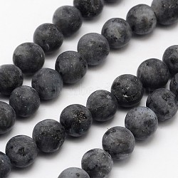 Natural Larvikite Beads Strands, Frosted, Round, 8mm, Hole: 1mm, about 48pcs/strand, 15.1 inch(G-D692-8mm)