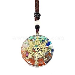 Resin & Natural & Synthetic Mixed Gemstone Pendant Necklaces, Flower, 25.59 inch(65cm)(OG4289-15)