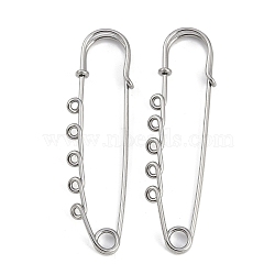 304 Stainless Steel Safety Pins Brooch Findings, Kilt Pins with 5 Loops for Lapel Pin Making, Stainless Steel Color, 71.5x20.5x5.5mm, Hole: 2mm(STAS-K252-05C-P)