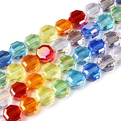 Transparent Glass Beads Strands, Faceted, Octagon, Colorful, 5.5x5.5~6x3mm, Hole: 1mm, about 64pcs/strand, 13.86''(35.2cm)(GLAA-T023-A24-01)