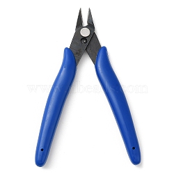 Steel Jewelry Pliers, Flush Cutter, with Plastic Handle Covers , Royal Blue, 12.6x7.8x1.2cm(PT-Q010-09P)