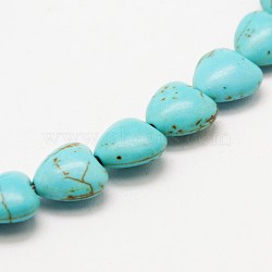 Heart Synthetic Turquoise Beads Strands, Dyed, Turquoise, 10x10x5mm, Hole: 1mm, about 42pcs/strand, 15.7 inch(TURQ-I019-10mm-08)