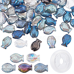 DIY Fish Stretch Bracelet Making Kits, Including Electroplate Glass Beads, Elastic Thread, Black, Beads: 100Pcs/box(DIY-SC0020-12B)