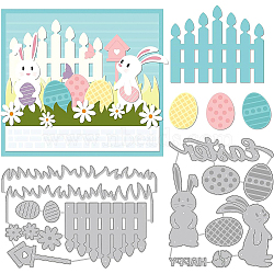 2Pcs 2 Styles Carbon Steel Cutting Dies Stencils, for DIY Scrapbooking, Photo Album, Decorative Embossing Paper Card, Stainless Steel Color, Easter Egg & Rabbit & Plant, Easter Theme Pattern, 10.6~13.4x10.8~16x0.08cm, 1pc/style(DIY-WH0309-723)