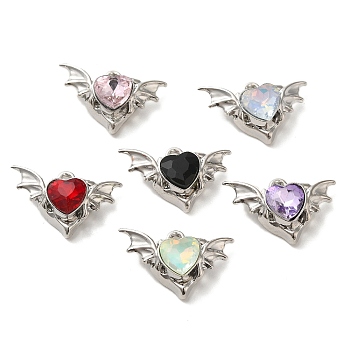 Spray Painted Alloy Micro Pave Cubic Zirconia Pendants, Heart, Mixed Color, 15.5x23.5x8mm, Hole: 1.8mm