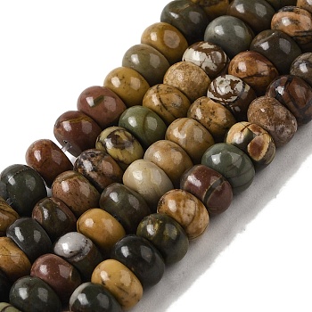Natural Picasso Jasper Beads Strands, Rondelle, 6~6.5x3.5~4mm, Hole: 1mm, about 106pcs/strand, 15.87''(40.3cm)
