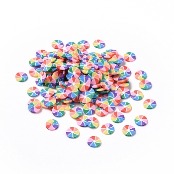 Handmade Polymer Clay Cabochons, Flat Round, Colorful, 5~5.5x0.8mm, about 55555pcs/1000g