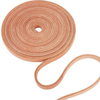 Flat Cowhide Leather Cord, for Jewelry Making, Goldenrod, 10.5x4mm