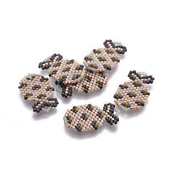 MIYUKI & TOHO Handmade Japanese Seed Beads Pendants, Loom Pattern, Pineapple, Colorful, 26~26.5x15x2mm, Hole: 2x3mm