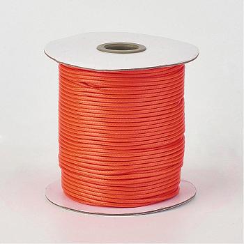 Eco-Friendly Korean Waxed Polyester Cord, Dark Orange, 2mm, about 90yards/roll(80m/roll)