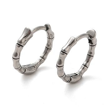 316 Surgical Stainless Steel Hoop Earrings, Bamboo, Stainless Steel Color, 17x3mm