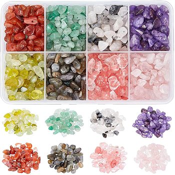 Natural & Synthetic 160G 8 Style Gemstone Beads, Chip, 5~8mm, Hole: 1mm, 20g/style