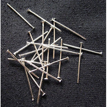 Iron Flat Head Pins, Cadmium Free & Lead Free, Platinum, 26x0.75~0.8mm, 20 Gauge, 8400pcs/1000g, Head: 2mm