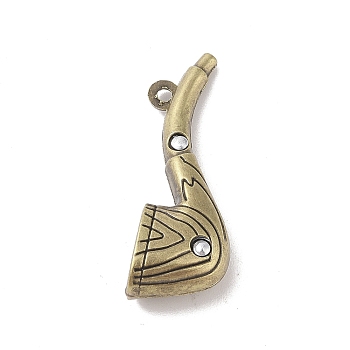 Tibetan style Alloy Pendants, Pipe Shaped Charms, Antique Golden, 48x17x12mm, Hole: 2.5mm