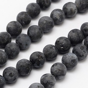 Natural Larvikite Beads Strands, Frosted, Round, 8mm, Hole: 1mm, about 48pcs/strand, 15.1 inch