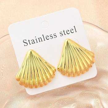 Shell Shape 304 Stainless Steel Stud Earrings, Golden, 26x27.5mm