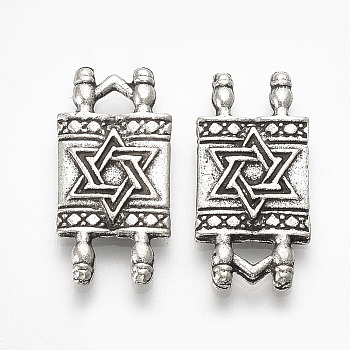 Tibetan Style Alloy Pendants, Rectangle, Lead Free & Cadmium Free, Antique Silver, 20x9.5x1.5mm, Hole: 2x3mm, about 410pcs/500g
