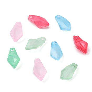 Transparent Spray Painted Glass Pendants, Quadrilateral, Mixed Color, 14.5x7.5x3.5mm, Hole: 1mm