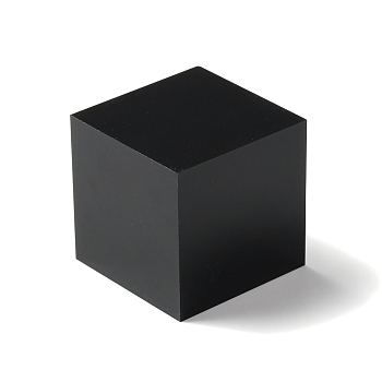 Square Acrylic Jewelry Display Pedestals, for Small Jewelry, Cosmetic Showing, Black, 4x4x4cm