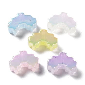 UV Plating Acrylic Beads, Iridescent, Cloud, Mixed Color, 13x19x8mm, Hole: 2.8mm