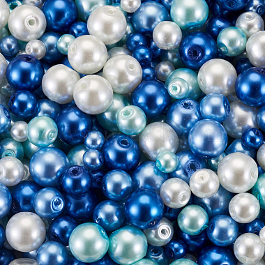 Cheriswelry 12 Stränge 12 Stil backen bemalte perlisierte Glasperlen runde Perlenstränge(HY-CW0001-02)-3