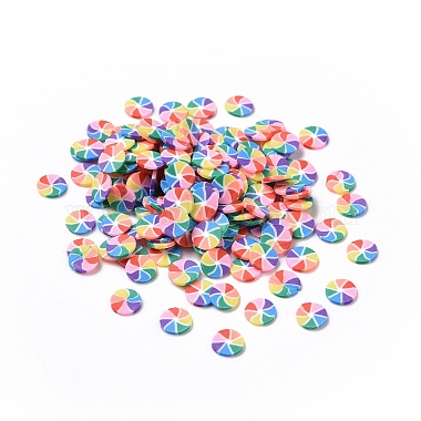 Colorful Flat Round Polymer Clay Cabochons