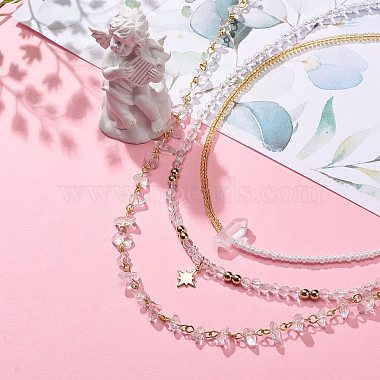 3Pcs 3 Style Brass Star Charm Necklaces Set(NJEW-JN04017)-2